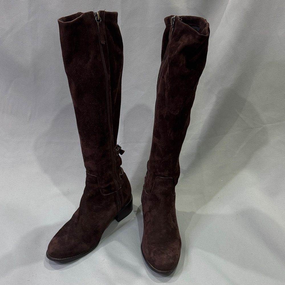 Delman Italian Suede Knee-High Boots | Espresso Brown | Size 8.5 | Made in Italy